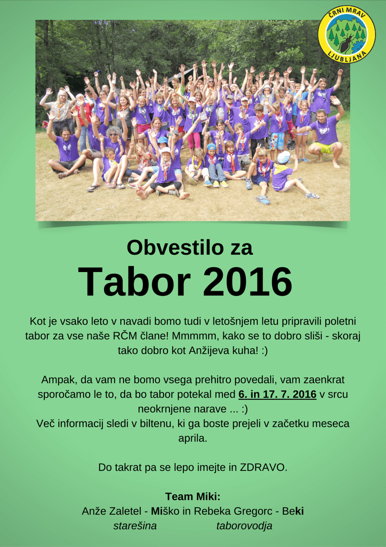 Tabor 2016 obvestilo